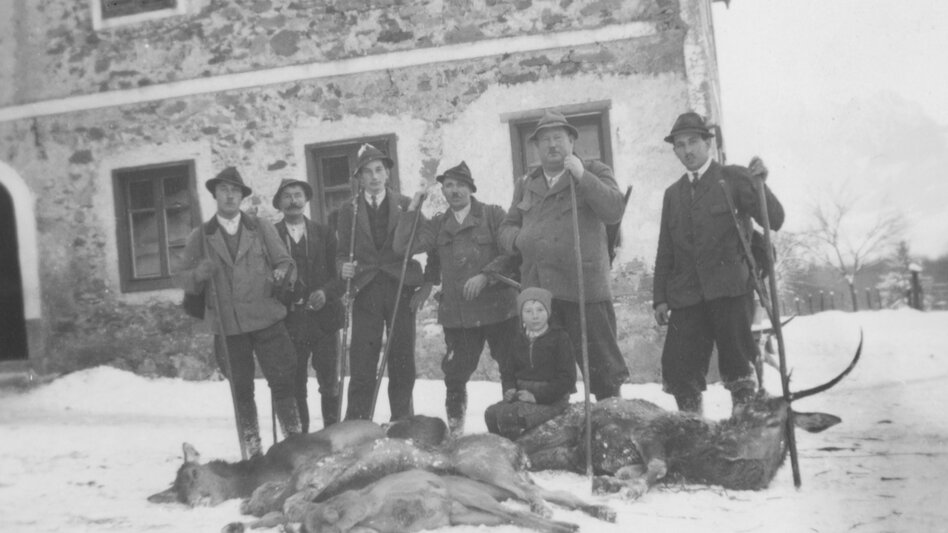 In den 1950ern, Großvater Franz Wölger (2. vr) und Onkel Gustl (3. vl)