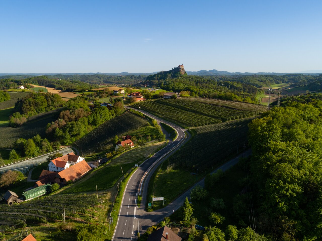 View of the landscape around Riegersburg Castle in the Thermen- & Vulkanland Steiermark