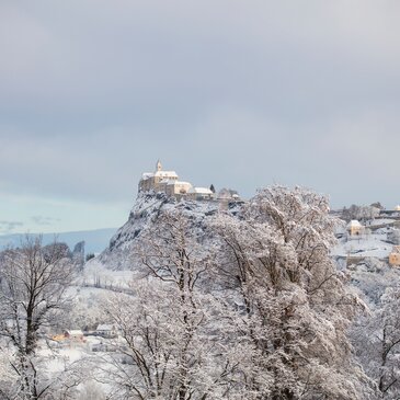 Blick auf die schneebedeckte Riegersburg