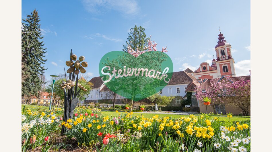 Blühende Bäume im Schlosspark Pöllau in der Oststeiermark | ©  Oststeiermark Tourismus | Helmut Schweighofer