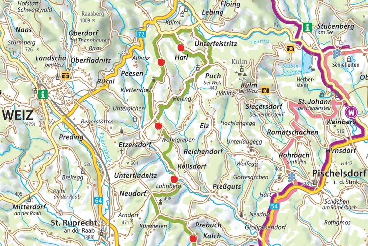 Map of the Styrian Apple Route | © Oststeiermark Tourismus