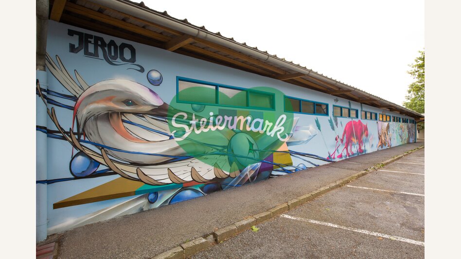 Spraykunstwerke von Fatheath, Jeroo, Kendel und Saturno beim HERZ in Hartberg | © Oststeiermark Tourismus | Christian Fischer