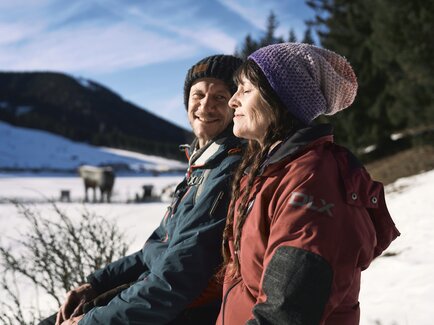 Enjoying the sun in winter on the Teichalm
