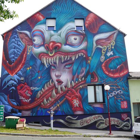 Mural von der Künstlerin Lauren YS aus den USA | © Oststeiermark Tourismus | Nicole Friesenbichler