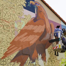 Mural in der Entstehung vom Künstler Seher aus Mexiko