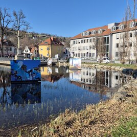 Schwimmende Bilder am Rochusteich in Hartberg