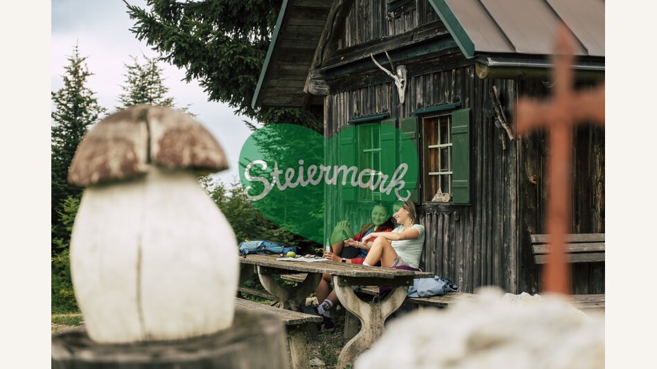 Pause bei der urigen Hütte auf der Wildwiese in Miesenbach | ©  Oststeiermark Tourismus |  Bernhard Bergmann