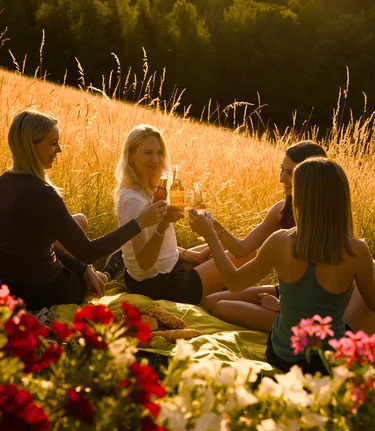Hiking picnic on Pöllauberg mountain in Pöllauer Tal Nature Park in Eastern Styria | ©  Oststeiermark Tourismus | Motion Manager