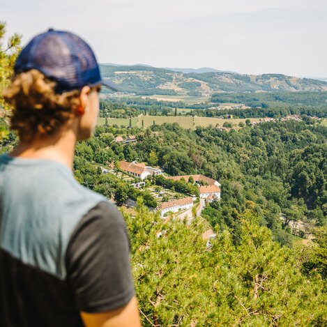 Ausblick zum Schloss Herberstein in der Osteiermark | ©  Oststeiermark Tourismus | Noah Ulrich