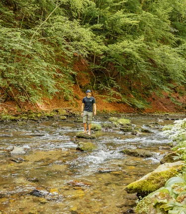 Man in the river among the trees | ©  Oststeiermark Tourismus | Noah Ulrich