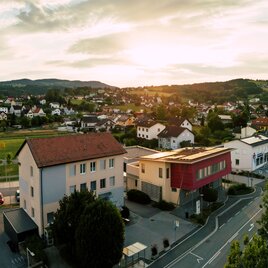 Aerial view of Rohrbach an der Lafnitz in Eastern Styria