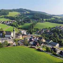 Village center in St. Jakob im Walde in Eastern Styria