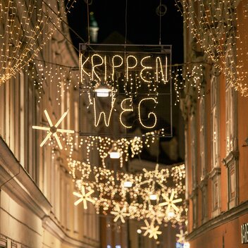 Sentiero dei presepi nella Stempfergasse illuminata | © Region Graz | Robert Maybach