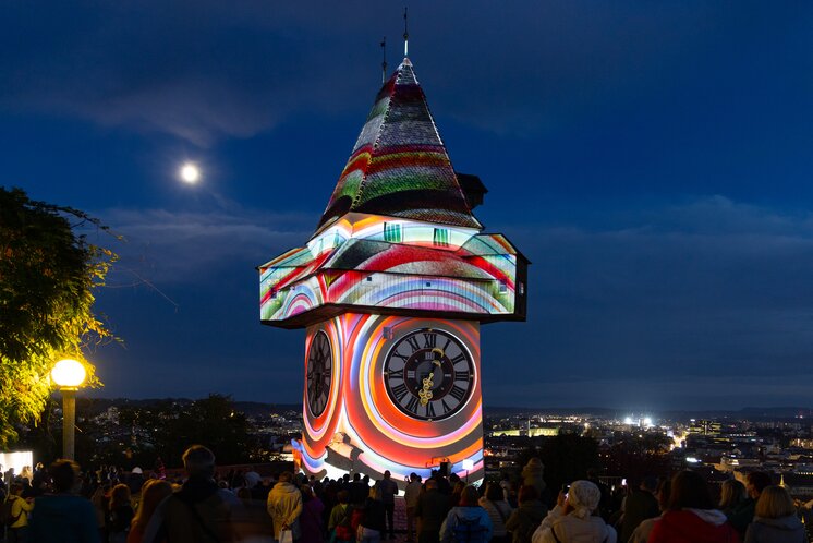 Klanglicht am Uhrturm Graz – visuelles Highlight am Schlossberg | © Region Graz | Harry Schiffer