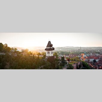 Schlossberg mit Uhrturm und Blick über Graz | © Region Graz | Stefan Leitner