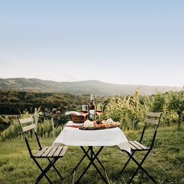 Gedeckter Tisch an der Schilcher - Weinstraße