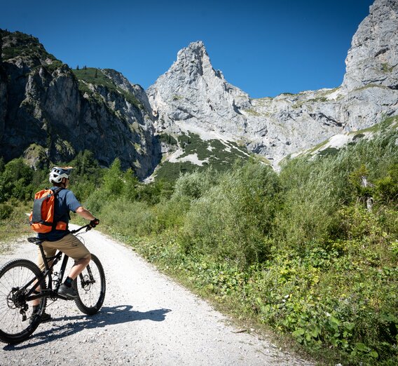 Mountainbiken mit Blick aufs Kaiserschild | © STG | Jesse Streibl