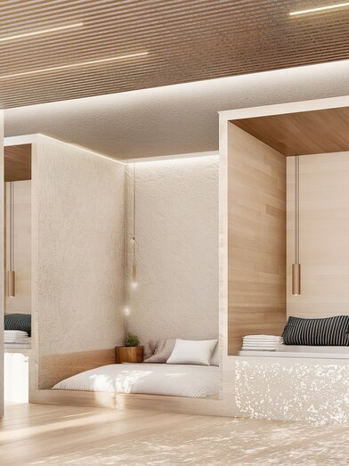 Rendering Liegekoje | © Asia Hotel & Spa Leoben | Schulz Architektur ZT GmbH