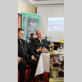 Markus Leitner spricht auf der PK zum Bergstadtfest | © Erzberg-Leoben | Lisa Hessenberger