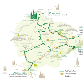 Radpilgern Mariazell – Routenübersicht durch die Hochsteiermark
