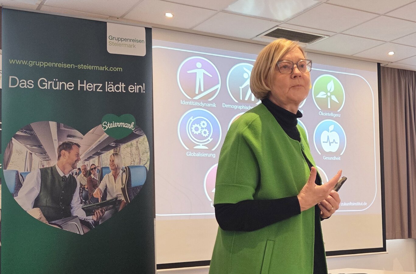 Petra Sammer bei ihrer Präsentation in Graz