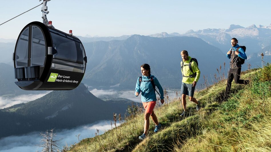 Mit der 2024 neu eröffneten Panoramabahn geht es zum Wandern auf den Loser | © Loser Bergbahnen
