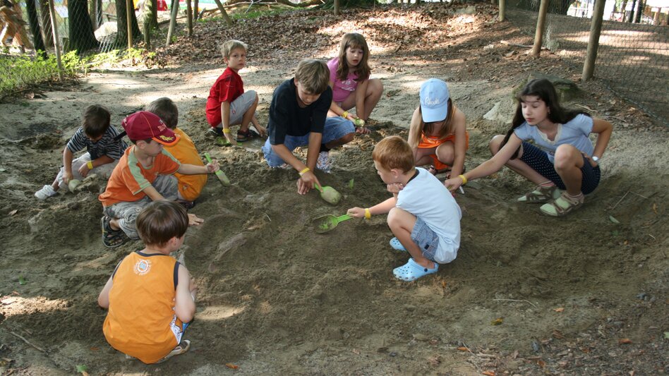 Kinder beim Graben mit kleinen Schaufeln im Park | © Styrassic Park GmbH