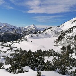 Winterlandschaft mit Blick auf den verschneiten Plannersee | © Erlebnisregion Schladming-Dachstein