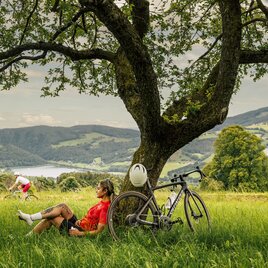 Rennrad Stubenbergsee Pause (c) bernhard bergmann