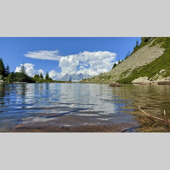 Lake with a view of the Dachstein | © Steiermark Tourismus | Günther Steininger