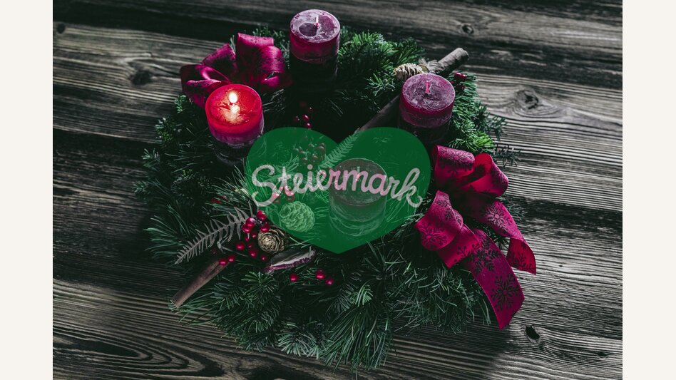 Advent wreath on the 1st Sunday of Advent (still 3 to the Christ Child) | © Steiermark Tourismus | photo-austria.at