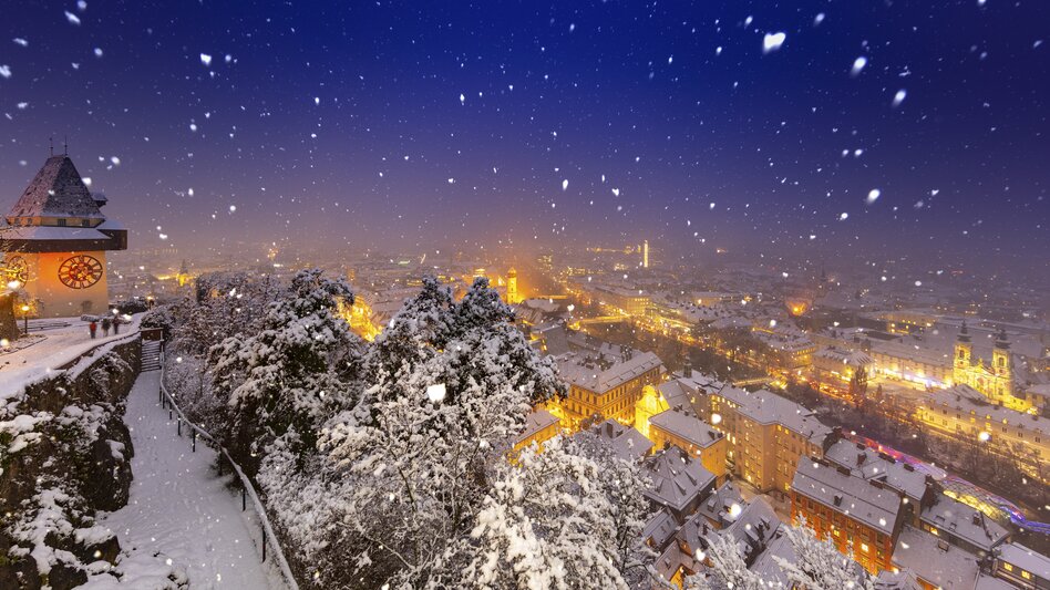 Schlossberg mit Uhrturm in Graz