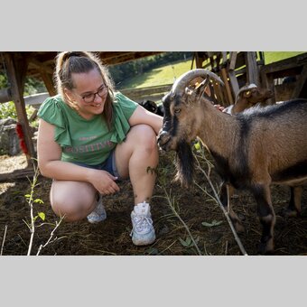 In the petting zoo with the goats | © Steiermark Tourismus | Jesse Streibl