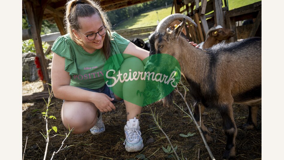 In the petting zoo with the goats | © Steiermark Tourismus | Jesse Streibl