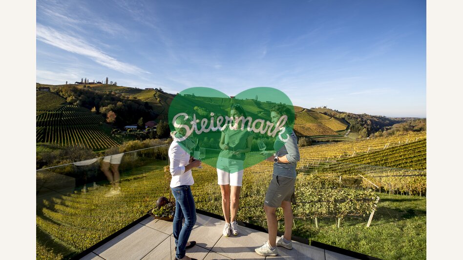 Enjoy wine and landscape: Weinschmiede 18 with host Bettina Strauss, Gamlitz | © Steiermark Tourismus | Tom Lamm