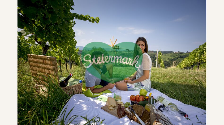 Picnic in vineyard (with Klapotetz, Ratsch at the wine route) | © Steiermark Tourismus | Tom Lamm | for press only!