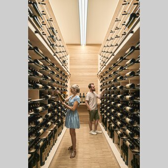 Weinregal im Weingut Frauwallner | © Thermen- & Vulkanland | Robert Maybach