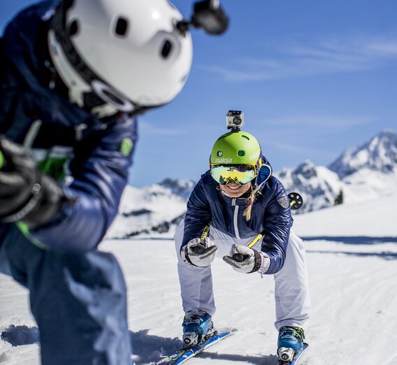Everything in the picture with helmet camera and ski data goggles | © Steiermark Tourismus | Tom Lamm