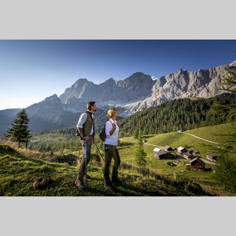 Hiking with a view to Dachstein | © Steiermark Tourismus | Tom Lamm