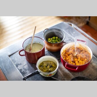Warming dishes from the set cooker | © Steiermark Tourismus | Tom Lamm