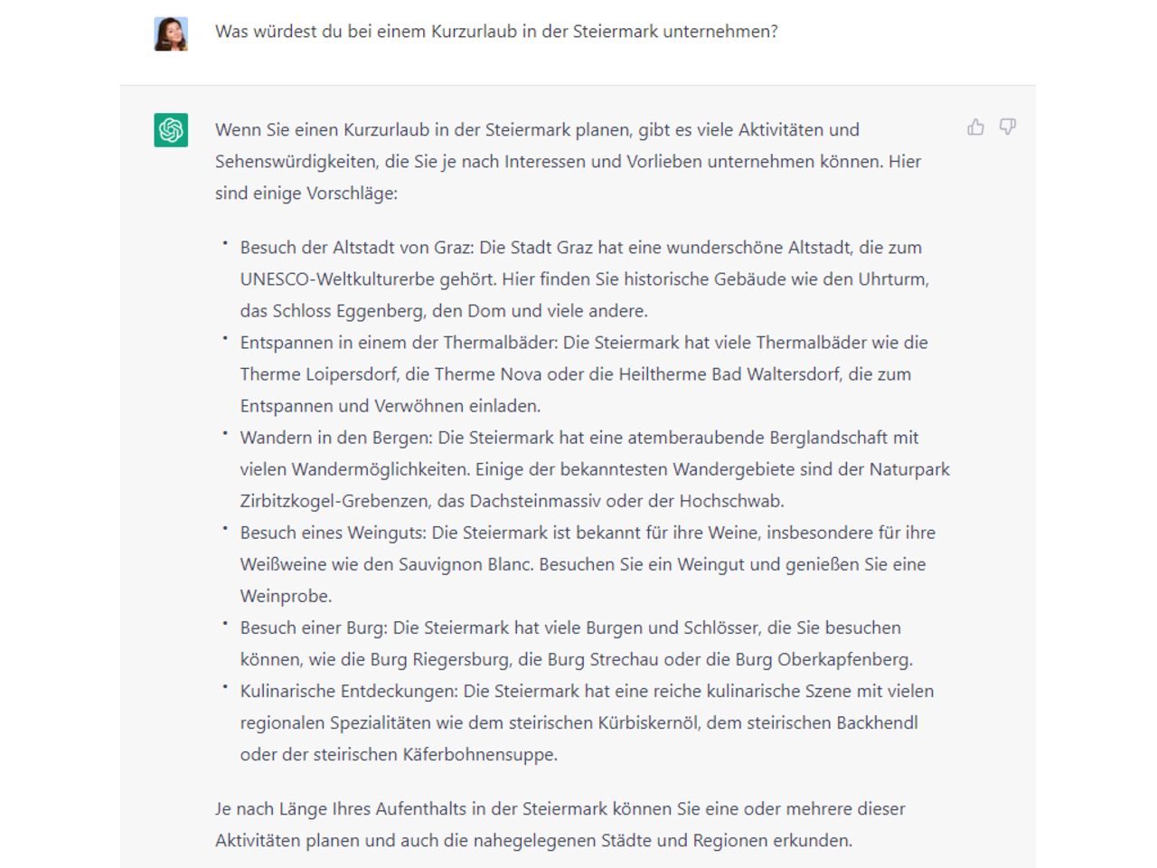 Was würdest du bei einem Kurzurlaub unternehmen?