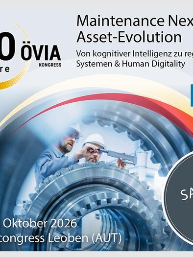 An image advertising a congress titled "Maintenance Next-Level: Asset Evolution". The event takes place from October 7 to 8, 2026, in Leoben, Austria. | © ÖVIA