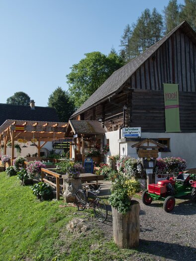 Ein wunderschönes Bauernhaus mit Garten und blühenden Pflanzen. Das Gebäude hat ein traditionelles Design und ist von natürlicher Umgebung umgeben. | © TV Hochsteiermark, Wurm