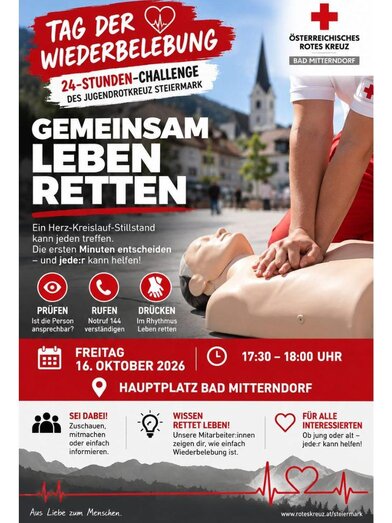 Poster, Tag der Wiederbelebung | © Jugendrotkreuz Steiermark | Jugendrotkreuz Steiermark | © Jugendrotkreuz Steiermark