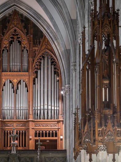 Eine prächtige Orgel aus Holz in einer gotischen Kirche. Die hohen Bögen und die kunstvollen Details schaffen eine beeindruckende Atmosphäre. | © Stefan Leitner