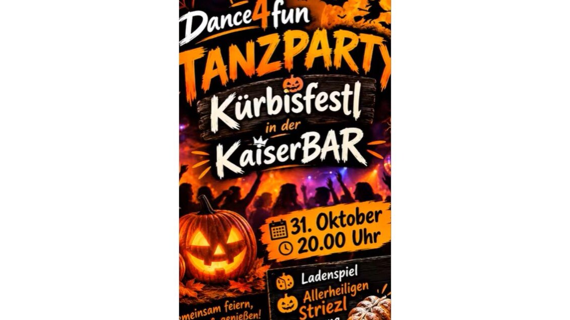 Das orange und schwarze Plakat beschreibt die Tanzparty der KaiserBAR am 31. Oktober.  | © KaiserBAR Bad Aussee
