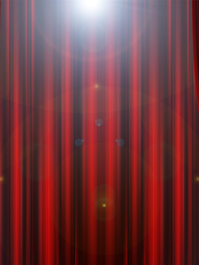 A red stage curtain with pleats and decorated sides. The background is empty and leaves room for a presentation. | © Pixabay