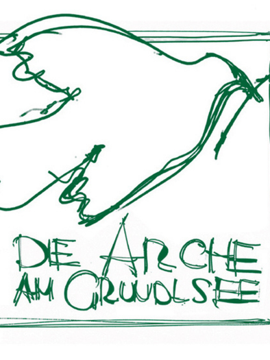 A stylized dove with a twig in its beak. Below it says "Die Arche am Grunewaldsee" in green text. | © Die Arche am Grundlsee