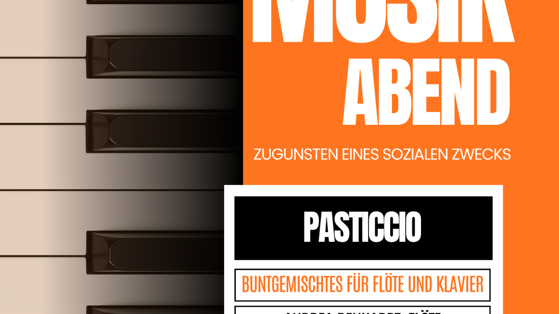 Ein Plakat für einen Kammermusikabend mit einem orangefarbenen Hintergrund und Klaviertasten. Die Veranstaltung findet am 26. September 2026 statt und umfasst Auftritte von Andrea Reinhardt und Dagmar Uray. | © Kulturreferat der MMG Irdning
