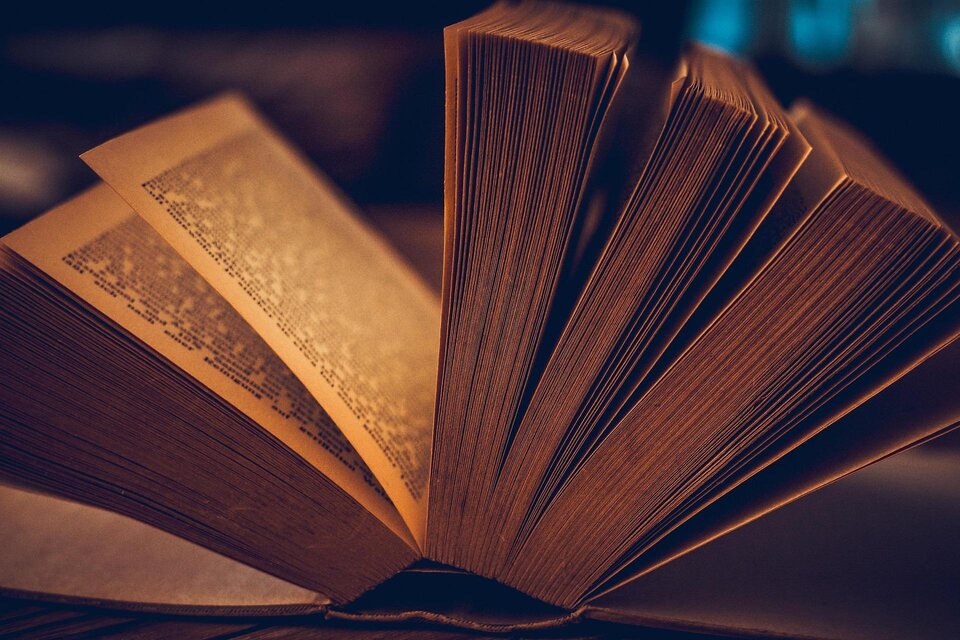 Ein aufgeschlagenes Buch mit verblassten Seiten liegt offen. Die Seiten sind in einem warmen Licht dargestellt und zeigen einladende Textpassagen. | © Pixabay